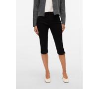 Caprijeans VERO MODA "VMELLY MR KNICKERS DNM MIX NOOS", Damen, Gr. S (36), N-Gr, schwarz, Denim/Jeans, Obermaterial: 75% Baumwolle, 18% Polyester, 6% Viskose, 1% Elasthan, unifarben, slim fit knöchell
