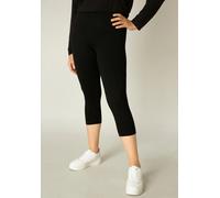 Caprileggings BASE LEVEL CURVY "Audrey", Damen, Gr. 52, N-Gr, schwarz, Jersey, Obermaterial: 94% Viskose, 6% Elasthan, unifarben, Basic, figurbetont kniebedeckend, Hosen (88917714-52) schwarz