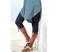 Caprileggings BEACHTIME, Damen, Gr. 36/38, N-Gr, marine, Jersey, Obermaterial: 92% Baumwolle, 8% Elasthan, unifarben, körpernah 7/8-Länge, Hosen, mit Raffung, 7/8-Länge, Basic, Stretch (95122757-36) m