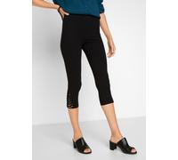 Caprileggings BONPRIX, Damen, Gr. 40/42 (M), N-Gr, schwarz, Obermaterial: 95% Baumwolle, 5% Elasthan, skinny fit, Hosen Caprileggings, aus Baumwolle und Elasthan, Skinny Fit Passform, eleganter Stil (