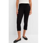 Caprileggings BONPRIX, Damen, Gr. 48/50 (XL), N-Gr, schwarz, Jersey, Obermaterial: 95% Baumwolle, 5% Elasthan, skinny fit, Hosen, aus Baumwolle mit Elasthan, Skinny Fit, mit gekrempeltem Saum (5469446