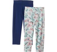 Caprileggings BONPRIX, Mädchen, Gr. 164/170, N-Gr, mitternachtsblau, pastellmint, Jersey, Obermaterial: 95% Baumwolle, 5% Elasthan, geblümt, mehrfarbig, unifarben, Basic kniebedeckend, Hosen, mit hohe