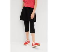 Caprileggings BONPRIX, Mädchen, Gr. 176/182, N-Gr, schwarz, Obermaterial: 95% Baumwolle, 5% Elasthan, Hosen, aus elastischem Baumwoll-Mix, Capri-Länge, mit integriertem Rock (84594828-176) schwarz