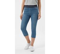 Caprileggings FREEQUENT "FQSHANTAL-CA-DENIM", Damen, Gr. XL, N-Gr, blau (medium blau denim), Denim/Jeans, Obermaterial: 66% Baumwolle, 21% Polyester, 11% Cupro, 2% Elasthan, unifarben, skinny fit 3/4-