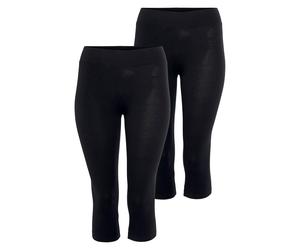 Caprileggings H.I.S, Damen, Gr. 48, N-Gr, schwarz, Single Jersey, Obermaterial: 95% Baumwolle, 5% Elasthan, unifarben, Basic, schmal, Hosen Caprileggings, Angenehmer Baumwollmix im praktischen 2er-Pac