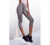 Caprileggings LASCANA ACTIVE, Damen, Gr. S (36/38), N-Gr, grau (stone), Jersey, Obermaterial: 95% Baumwolle, 5% Elasthan, unifarben, Basic, figurbetont kniebedeckend, Hosen, mit breitem Komfortbund (3