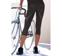 Caprileggings LASCANA ACTIVE, Damen, Gr. XL (48/50), N-Gr, blau (schwarz), Obermaterial: 85% Polyester, 15% Elasthan, bedruckt, figurbetont ca. Mitte Wade, Hosen, mit schimmerndem Druck, Sportleggings