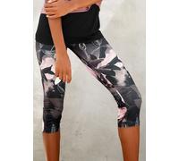 LASCANA ACTIVE Caprileggings Damen khaki-gemustert-hellrosa Gr.XS (32/34)