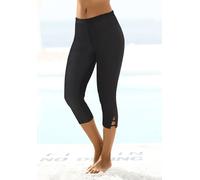 Caprileggings LASCANA, Damen, Gr. 32/34, N-Gr, schwarz, Jersey, Obermaterial: 92% Baumwolle, 8% Elasthan, körpernah 3/4-Länge, Hosen, mit Cut-outs am Saum, 3/4-Länge, Basic, elastisch (290999-32) schw