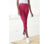 Caprileggings LASCANA, Damen, Gr. 40/42, N-Gr, pink, Single Jersey, Obermaterial: 95% Baumwolle, 5% Elasthan, unifarben, Basic, Basic kniebedeckend, Hosen, mit breitem, weichen Bündchen, Topseller (93