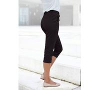 Caprileggings LASCANA, Damen, Gr. 44, N-Gr, schwarz, Obermaterial: 70% Viskose, 25% Polyamid, 5% Elasthan, unifarben, Basic kniebedeckend, Hosen, mit seitlichen Taschen, Loungewear (17414541-44) schwa