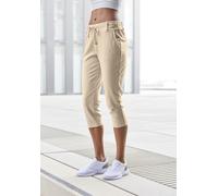 Caprileggings LASCANA, Damen, Gr. 46, N-Gr, beige (sand), Obermaterial: 70% Viskose, 25% Polyamid, 5% Elasthan, unifarben, Basic kniebedeckend, Hosen, mit seitlichen Taschen, Loungewear (92732610-46)