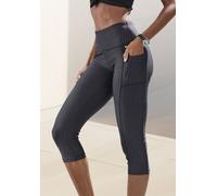 Caprileggings LASCANA, Damen, Gr. S (36/38), N-Gr, schwarz, Obermaterial: 85% Polyester, 15% Elasthan, Hahnentrittmuster, figurbetont kniebedeckend, Hosen, Sporthose im Allover-Druck (69029930-S) schw
