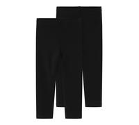 Caprileggings NAME IT "NKFVIVIAN 2P CAPRI LEGGING F NOOS", Mädchen, Gr. 122/128, N-Gr, schwarz pack:schwarz, Jersey, Obermaterial: 95% Baumwolle, 5% Elasthan, unifarben, regular fit wadenlang, Hosen, 