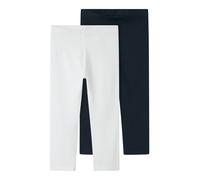 Caprileggings NAME IT "NKFVIVIAN 2P CAPRI LEGGING F NOOS", Mädchen, Gr. 98/104, N-Gr, hellweiß pack:schwarz sapphire, Jersey, Obermaterial: 95% Baumwolle, 5% Elasthan, unifarben, regular fit wadenlang