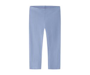 Caprileggings NAME IT "NKFVIVIAN CAPRI LEGGING FF NOOS", Mädchen, Gr. 104, N-Gr, blau (lila impression), Jersey, Obermaterial: 95% Baumwolle, 5% Elasthan, unifarben, slim fit wadenlang, Hosen, aus ela
