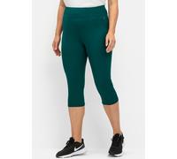Caprileggings SHEEGO, Damen, Gr. 42, Normalgrößen, blau (petrol), 90% Polyester, 10% Elasthan, unifarben, Hosen (46814236-42) petrol