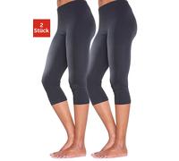 Caprileggings VIVANCE ACTIVE, Damen, Gr. 32/34, N-Gr, schwarz (2x schwarz), Single Jersey, Obermaterial: 95% Baumwolle, 5% Elasthan, unifarben, Basic, eng 3/4-Länge, Hosen, mit Gummibund, Loungewear (