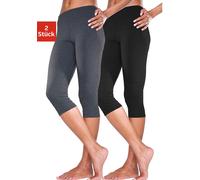 Caprileggings VIVANCE ACTIVE, Damen, Gr. 48/50, N-Gr, grau (1x anthrazit, meliert, 1x schwarz), Single Jersey, Anthrazitmeliert (Obermaterial): 60% Baumwolle, 35% Polyester, 5% Elasthan. Obermaterial:
