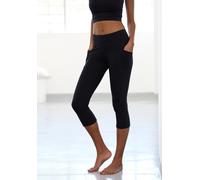 Caprileggings VIVANCE, Damen, Gr. 40/42, N-Gr, schwarz, Single Jersey, Obermaterial: 95% Baumwolle, 5% Elasthan, unifarben, Basic, Hosen, mit 2 Handytaschen (13651919-40) schwarz