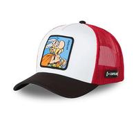 Capslab Trucker-Kappe Asterix für Damen & Herren verstellbar mit Snapback Weiß/Rot/Schwarz One size