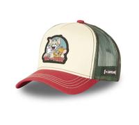 Capslab Tom and Jerry Beige Red Green Trucker Cap - One-Size