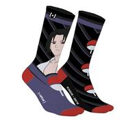 Capslab Naruto Socken Sasuke - Lila Schwarz - Offiziell lizenzierte Anime-Socken für Herren und Damen - Bequeme Baumwollsocken mit Sasuke Uchiha & Uchiha-Clan-Symbol - - 39-42