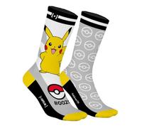 Herrensocken, Pokemon Baumwolle, 1 Paar Fantasie-Socken für Herren, Glurake, limitierte und originelle Edition, Grau/Weiß/Gelb/Schwarz/Rot, 43-46