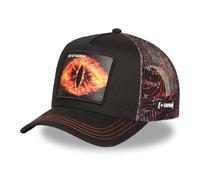 Capslab | Schwarz-Rotes Trucker-Cap | Mit Design des Sauron-Augen LOTR Eye | Verstellbares Unisex-Trucker-Cap inspiriert vom Herr der Ringe | Ideal für besondere Anlässe | Langlebig und Bequem
