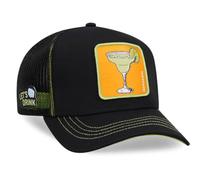 Capslab Schwarze Trucker-Kappe mit Gänseblümchen MA1 Cocktails | Gänseblümchen-Cocktail-Design, Unisex für Erwachsene, gebogenes Visier, Snapback-Verschluss, atmungsaktive Sommermütze für Damen oder