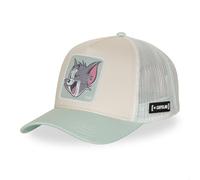 Capslab Tom und Jerry Cap für Damen und Herren, Trucker-Kappe, verstellbar durch Snapback, Weiß/Beige/Grün/Grau, One size