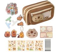 Capybara Federmäppchen - Schreibwarentasche für Kinder, große Kapazität, Schreibwaren-Tasche, Capybara-Stiftetui für Schüler, inklusive Haftnotizen, Aufklebern, Stiften und mehr