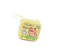 Capybara Gemusterte Münzgeldbörse aus Zinn, starker und schützender Aufbewahrungsbehälter für den täglichen Transport von kleinen Gegenständen, Kinder-Cartoon-Münztasche, 02style, Mass Beauty
