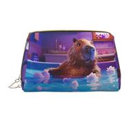 Capybara Make-up-Tasche aus Leder, lustige Kosmetiktasche, Reise-Kulturbeutel für Damen, große Kapazität, Make-up-Tasche, Organizer, niedliche Make-up-Tasche