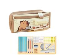 Capybara/Panda Schreibwaren-Set mit großem Fassungsvermögen, niedliches Capybara/Panda-Federmäppchen und sehr praktisch, geräumig mit verschiedenen Fächern, das Schreibwaren-Set für den täglichen