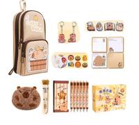 Capybara/Panda Schreibwaren-Set mit großem Fassungsvermögen, niedliches Panda/Capybara-Stiftetui-Set kombiniert Funktionalität mit einem geräumigen Design, mit transparenten Fächern, um den täglichen