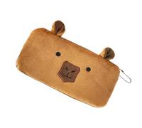 Capybara Plüsch-Federmäppchen, 20 x 13 x 2,5 cm, niedlicher Organizer mit Reißverschluss, großes Fassungsvermögen, Schulbedarf-Etui für Stifte, Radiergummis, Lineale, Haftnotizen, Kinder, Mädchen