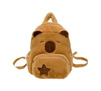 Capybara Plüsch-Rucksack, Cartoon-Tasche, weicher Schulterriemen, Bonus Matching Giant Mammal Keyring, niedlicher Softie-Schlüsselanhänger, ideal für Kinder, Schule, Reisen und Freizeit