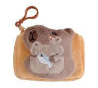 Capybara Plush Purse, niedliche Tier-Ecke, weiche kleine Tasche mit Riemen, niedlicher Plüsch-Anhänger für Schlüssel, Kopfhöreraufbewahrung, stylisches Casual-Zubehör für Kinder und Erwachsene, ,