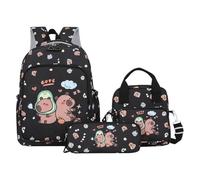 Capybara Rucksack Lunchbox - 16 Zoll süße Büchertasche, Tragetasche mit mehreren Taschen, wasserabweisender Stoff, bedrucktes Cartoon-Muster | Modische Alltagstasche für Mädchen, Kinder, Schulausflug,