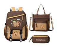 Capybara Rucksack-Set, großes Fassungsvermögen, Capybara-Rucksack-Set - Schreibwaren, leichte Schultertasche für den täglichen Gebrauch, Reisen, Urlaub, Weihnachten, Geburtstag, Abschlussfeier, Kinder