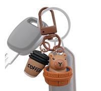 Capybara Schlüsselanhänger, niedlicher realistischer Tier-Schlüsselanhänger mit Metallhaken, tragbarer lustiger Capybara-Anhänger für Rucksäcke, Taschen, Handys, Kameras, , Mädchen, Erwachsene