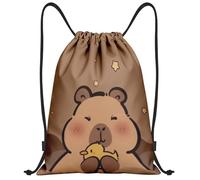 Capybara Sporttasche mit Kordelzug, Capybara Sportbeutel, Sporttasche Klein, Rucksack Leichtes Polyester,Fitnessstudio, Lässig Turnbeutel für Schule & Reise