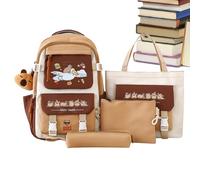 Capybara Stuff Bag - Multi-Fächer-Buchtasche, wasserdichtes Nylon, Cartoon Schulpaket Set | Für, Mädchen, Studenten, Zuhause, Klassenzimmer, Reisen, Outdoor, Einkaufen, C, verwijzen naar de