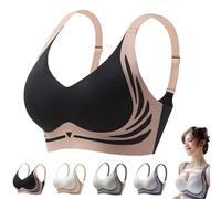 Caralush Bra,Lushfitting Powerful Push-Up Seamless Bra,Super Gather Bra Wireless Push-Up Bra,Lifting Anti-Sagging Wireless Push-up Bra (Black,XXL)