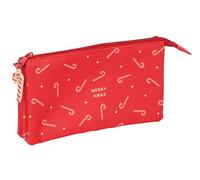 CARAMELOS Merry Xmas Federmäppchen für Kinder, ideal für Kinder im Schulalter, bequem und vielseitig, Qualität und Widerstandsfähigkeit, 22 x 3 x 12 cm