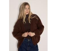 Cardigan APRICOT "Cardigan mit Rosenapplikation", Damen, Gr. S (36), braun, Strick, Obermaterial: 100% Polyester PES., uni, Modisch, Gerippt, Strickjacken, mit Häkelverzierung (27219936-36) braun