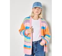Cardigan APRICOT "Flauschige Strickjacke", Damen, Gr. L (40), pink, Strick, Obermaterial: 50% Viskose CV. 30% Polyester PES. 20% Nylon NY., gestreift, Gerippt, Strickjacken, mit Streifen (61740512-40)
