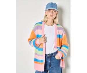 Cardigan APRICOT "Flauschige Strickjacke", Damen, Gr. L (40), pink, Strick, Obermaterial: 50% Viskose CV. 30% Polyester PES. 20% Nylon NY., gestreift, Gerippt, Strickjacken, mit Streifen (61740512-40)