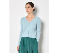 Cardigan APRICOT "Gerippte Strickjacke mit Wellenkante", Damen, Gr. S (36), blau, Strick, Obermaterial: 60% Polyester PES. 35% Viskose CV. 5% Elasthan EL., uni, V-Ausschnitt, Gerippt, Strickjacken, in